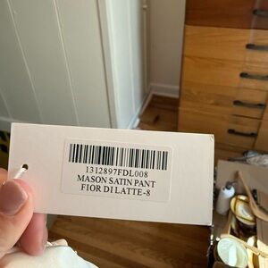 Reformation Mason Satin Pant in Cream